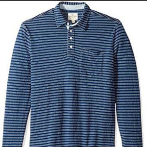 True Grit Tribal Stripe Long Sleeve Polo Blue S